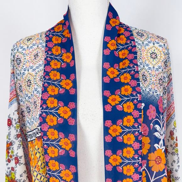 Rachel Zoe Women's Chiffon Mixed Media Bohemian Kimono Wrap Oversized - Picture 4 of 12